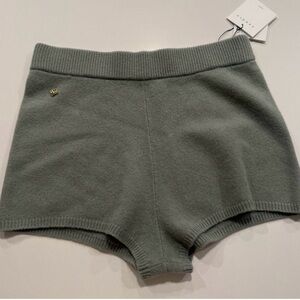 Sandro Olive Green High-Waist Knit Shorts